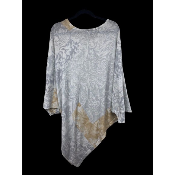 Silver & Gold Sparkling Handkerchief Blouse, Butterfly Sleeves Plus SZ 2X-3XL - Picture 4 of 8